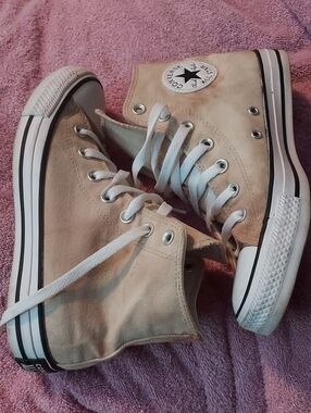 Converse Beige High-Top Sneakers with White Soles